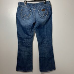 Wrangler Premium Patch Womens Juniors Boot Cut Denim Blue Jeans Size 13/14